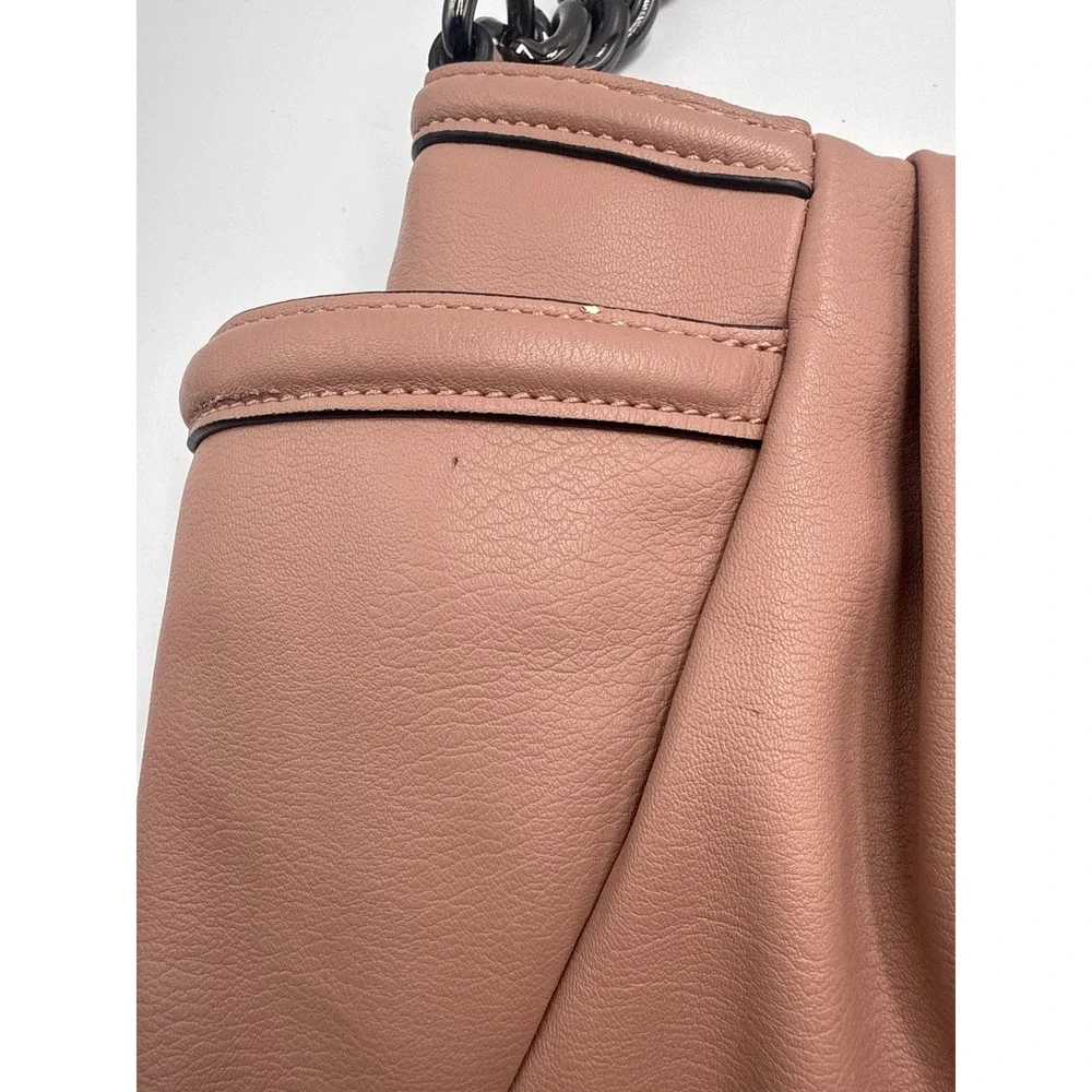 Simply Vera Vera Wang Dusty Rose Pink Pleated Hobo Shoulder Bag Gunmetal Chain